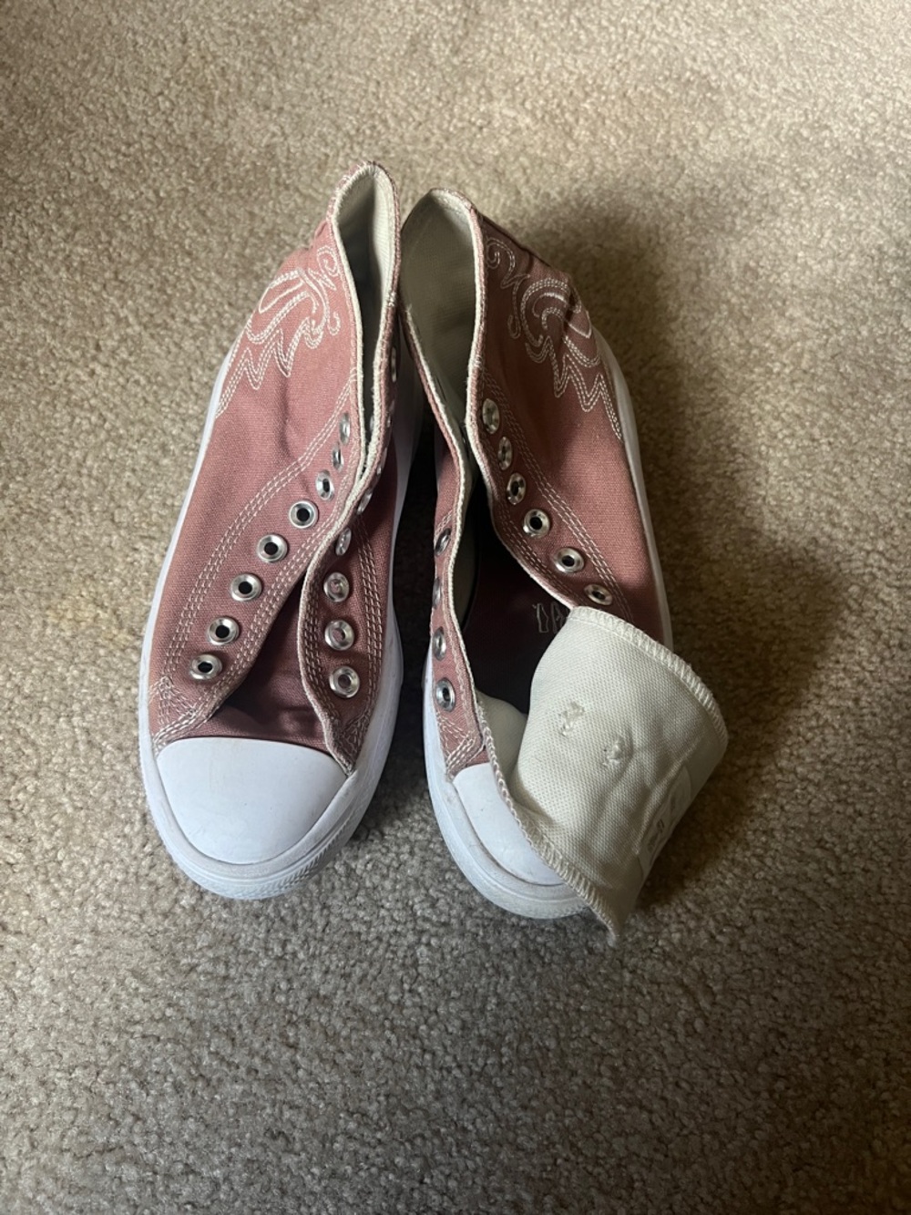 NEW Women’s CONVERSE All Star MOVE High 'Western Embroidery' Shoes A03905C Pink